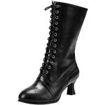 Reduzierte Schwarze Vintage Damenschuhe mit Schnürsenkel in Breitweite aus Leder Größe 38 