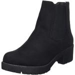 Damen Schuhe Chelsea Boots Blockabsatz Plateau Stiefeletten Leder-Optik 150483 Schwarz Velours 39 Flandell