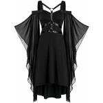 Schwarze Gothic Midi Schulterfreie Midikleider & knielange Kleider für Damen für Partys 