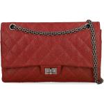 Rote Unifarbene Chanel Lederhandtaschen mit Außentaschen für Damen 