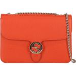 Orange Unifarbene Gucci Lederhandtaschen mit Reißverschluss mit Innentaschen für Damen 