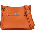 Orange Unifarbene Hermès Lederhandtaschen mit Reißverschluss mit Innentaschen für Damen Klein 