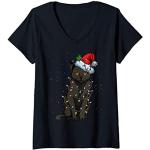 Schwarze Katzen-Shirts mit Tiermotiv für Damen Größe S Weihnachten 