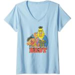 Blaue Sesamstraße Ernie und Bert V-Ausschnitt T-Shirts für Damen Größe S 