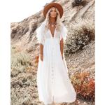 Weiße Elegante V-Ausschnitt Minikleider & kurze Kleider für Damen Einheitsgröße für den für den Sommer 