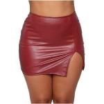 Reduzierte Rote Sexy Mini Kunstlederröcke mit Reißverschluss aus Leder für Damen Größe S 