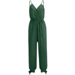 Grüne Unifarbene Sexy Ärmellose V-Ausschnitt Damenjumpsuits & Damenoveralls aus Polyester Größe L 