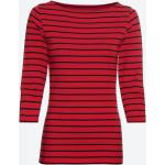 Rote Gestreifte 3/4-ärmelige Laura Torelli U-Boot-Ausschnitt Ringelshirts aus Jersey für Damen Größe L 