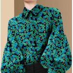 Grüne Batik Casual Print-Shirts aus Kunstfaser für Damen Größe 3 XL für den für den Herbst 