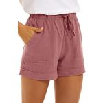 Pinke Unifarbene Damenshorts aus Leinen Handwäsche Größe L Weite 42 für Partys für den für den Sommer 