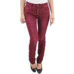 Rote Slim Fit Jeans mit Knopf aus Denim für Damen Größe M 
