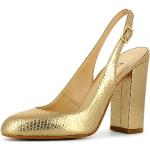 Reduzierte Goldene Lack-Optik Evita Shoes Slingback Pumps mit Ländermotiv aus Leder für Damen für den für den Sommer 
