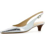Reduzierte Silberne Lack-Optik Elegante Evita Shoes LIA Kitten-Heel-Absatz Slingback Pumps für Damen 