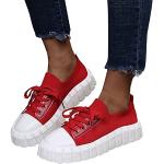 Rote Gothic Low Sneaker mit Glitzer mit Schnürsenkel in Spezialweite aus Leder leicht für Herren Größe 39 für den für den Sommer 