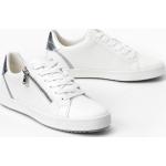Reduzierte Weiße Geox Low Sneaker mit Reißverschluss aus Veloursleder leicht für Damen Größe 37 