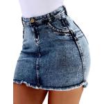 Hellblaue Mini Jeans-Miniröcke aus Baumwolle für Damen Größe S für Partys für den für den Sommer 