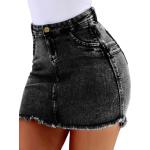 Schwarze Sexy Mini Jeans-Miniröcke aus Baumwolle für Damen Größe S für Partys für den für den Sommer 