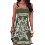 Armeegrüne Boho Mini Schulterfreie Schulterfreie Kleider aus Polyester für Damen Größe XL für Partys für den für den Sommer 