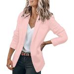 Pinke Unifarbene Business Rollkragen Baumwollblazer mit Reißverschluss aus Baumwolle für Damen Übergrößen für den für den Herbst 