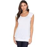KRISP Damen Sommer T-Shirt Kurzarmshirt V-Ausschnitt Bluse Tunika Oberteil Top, Weiß, 48, 7604-WHT-20