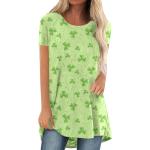 Hellgrüne Casual Kurzärmelige Rundhals-Ausschnitt Tunika-Blusen aus Polyester für Damen Größe L für Partys für den für den Sommer 