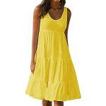 Gelbe Elegante Kurzärmelige Lange Abendkleider mit Meer-Motiv Gesmokte für Damen Größe 4 XL Große Größen für Festivals für den für den Sommer 