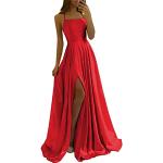 Rote Maxi Lange Abendkleider aus Satin für Damen Größe S zum Abschlussball 