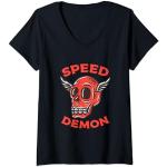 Damen Speed Demon — Schneller, schneller, Wut und Unglück T-Shirt mit V-Ausschnitt
