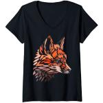 Schwarze Fuchs Trachtenmoden V-Ausschnitt T-Shirts mit Fuchs-Motiv für Damen Größe S 