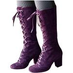 Violette Boho Offene Ankle Boots & Klassische Stiefeletten mit Schnalle leicht für Damen Größe 38 für den für den Herbst 