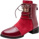 Rote Elegante Spitze Cowboy-Boots & Cowboystiefeletten mit Schnürsenkel aus Lammfell Gefüttert für Damen Größe 37 für den für den Winter 