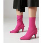 Violette Spitze High Heel Stiefeletten & High Heel Boots ohne Verschluss in Normalweite aus Stoff für Damen Übergrößen für den für den Herbst 