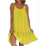 Gelbe Blumenmuster Casual Ärmellose Spaghettiträger-Kleider aus Polyester für Damen Übergrößen für Partys für den für den Sommer 