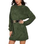 Dunkelgrüne Langärmelige Mini Rundhals-Ausschnitt Minikleider & kurze Kleider aus Polyester für Damen Größe S für den für den Winter 