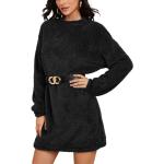 Dunkelgrüne Langärmelige Mini Rundhals-Ausschnitt Minikleider & kurze Kleider aus Fleece für Damen Größe 3 XL für den für den Winter 