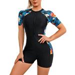 Schwarze Sportliche Damenschwimmanzüge & Damensportbadeanzüge mit Reißverschluss aus Neopren Größe XXL 1-teilig 