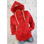 Rote Maritime Zip Hoodies & Sweatjacken aus Fleece mit Kapuze für Damen Größe 3 XL für den für den Herbst 