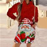 Rote Casual Langärmelige Mini Sweatkleider Handwäsche für Damen Größe 3 XL zu Weihnachten 