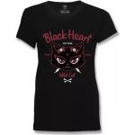 Schwarze Katzen-Shirts mit Katzenmotiv aus Baumwolle für Damen Größe XL 