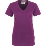 Auberginefarbene Hakro Classic V-Ausschnitt T-Shirts für Damen Größe 3 XL 