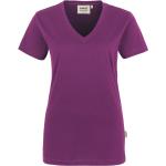 Auberginefarbene V-Ausschnitt T-Shirts für Damen Größe XS 