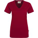 Bordeauxrote Hakro Classic V-Ausschnitt T-Shirts für Damen Größe S 