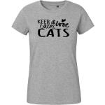 Graue Hellweg Druckerei Keep Calm T-Shirts mit Katzenmotiv aus Baumwolle für Damen 