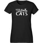 Schwarze Hellweg Druckerei Keep Calm T-Shirts mit Katzenmotiv aus Baumwolle für Damen 