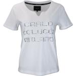 Reduzierte Weiße Carlo Colucci T-Shirts aus Baumwolle für Damen Größe S 