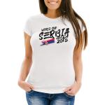 Damen T-Shirt Serbien Serbia Србија Fan-Shirt WM 2018 Fußball Weltmeisterschaft Trikot Moonworks® weiß XS