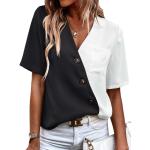 Khakifarbene Color Blocking Kurzärmelige V-Ausschnitt T-Shirts für Damen Größe XL für Partys für den für den Sommer 