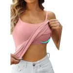 Rosa Sexy Stehkragen Kurzarm-Unterhemden aus Spitze in 80B Cropped für Damen Größe L 