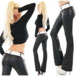 Reduzierte Schwarze Bootcut Jeans aus Leder für Damen 