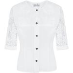 Weiße Elegante Halblangärmelige Schöneberger Transparente Blusen & durchsichtige Blusen durchsichtig mit Knopf aus Spitze für Damen Größe XS zum Oktoberfest 